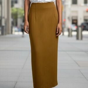 Vintage 1980s Arthur Chapnik maxi column skirt mustard/ochre yellow size 6